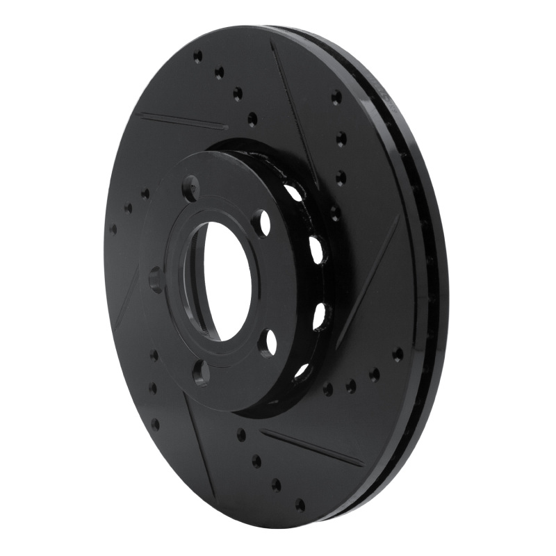 Audi A4 Brake Rotor (1) - Front Right - R1 Concepts - Drilled & Slotted - Black - `92-`08